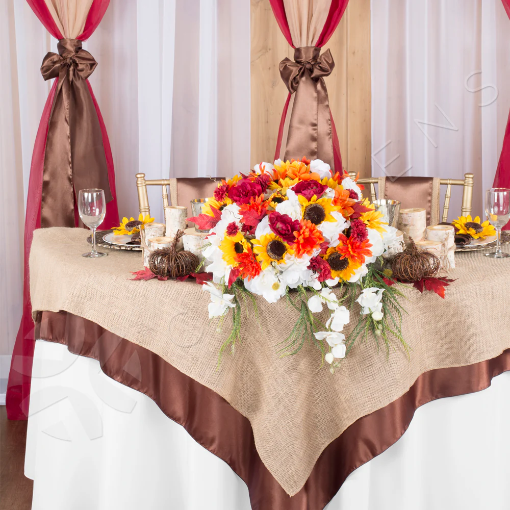 Square 90"x90" Satin Table Overlay - Chocolate Brown - Image 3