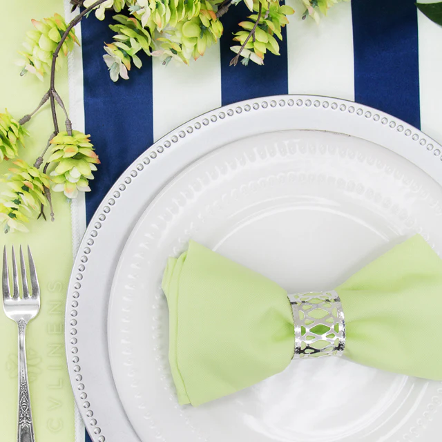 Stripe Satin Table Runner - Navy Blue & White - Image 2