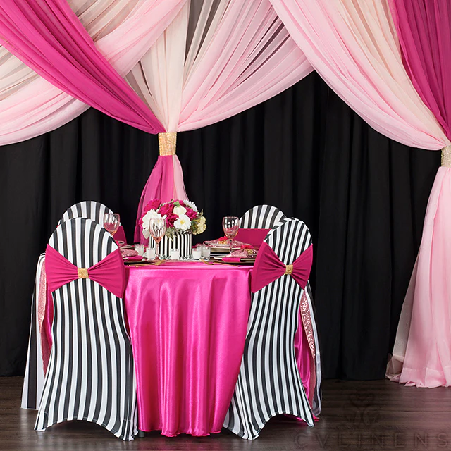 Stripe Spandex Banquet Chair Cover - Black & White - Image 3