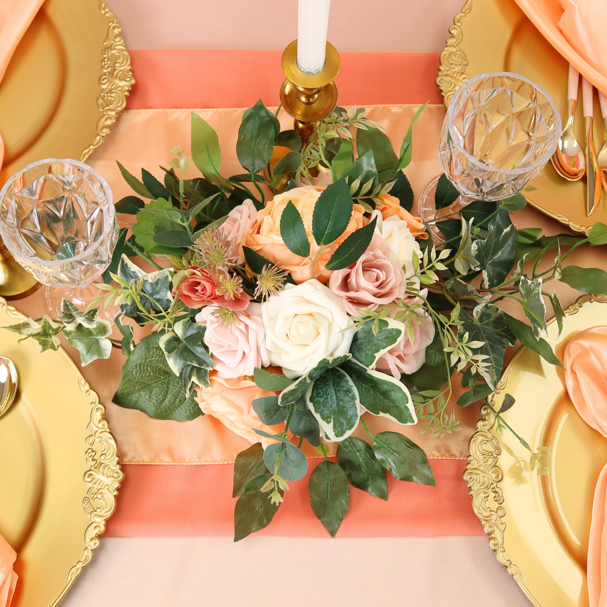 Taffeta Table Runner - Peach - Image 3