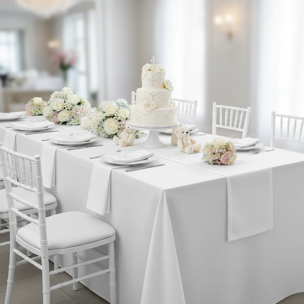 Taffeta Tablecloth 90"x156" Rectangular - White - Image 3