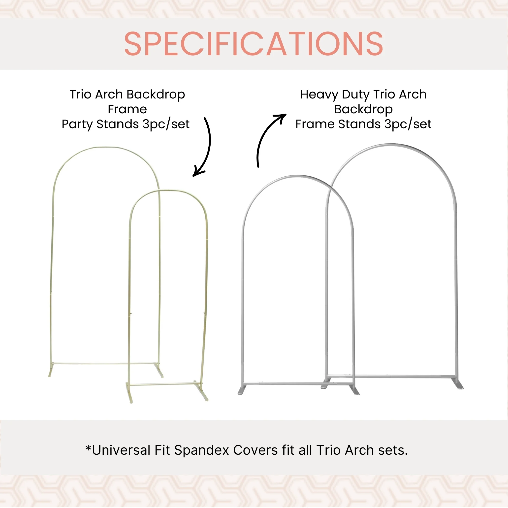 Universal Fit Spandex Covers for All Trio Arch Backdrop Stand (4 pcs) - Blush/Rose Gold - Image 2