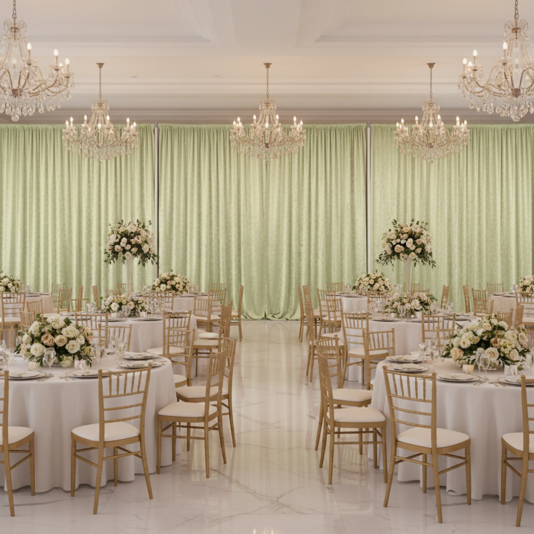 Velvet 10ft H x 52" W Drape/Backdrop Curtain Panel - Sage Green - Image 3