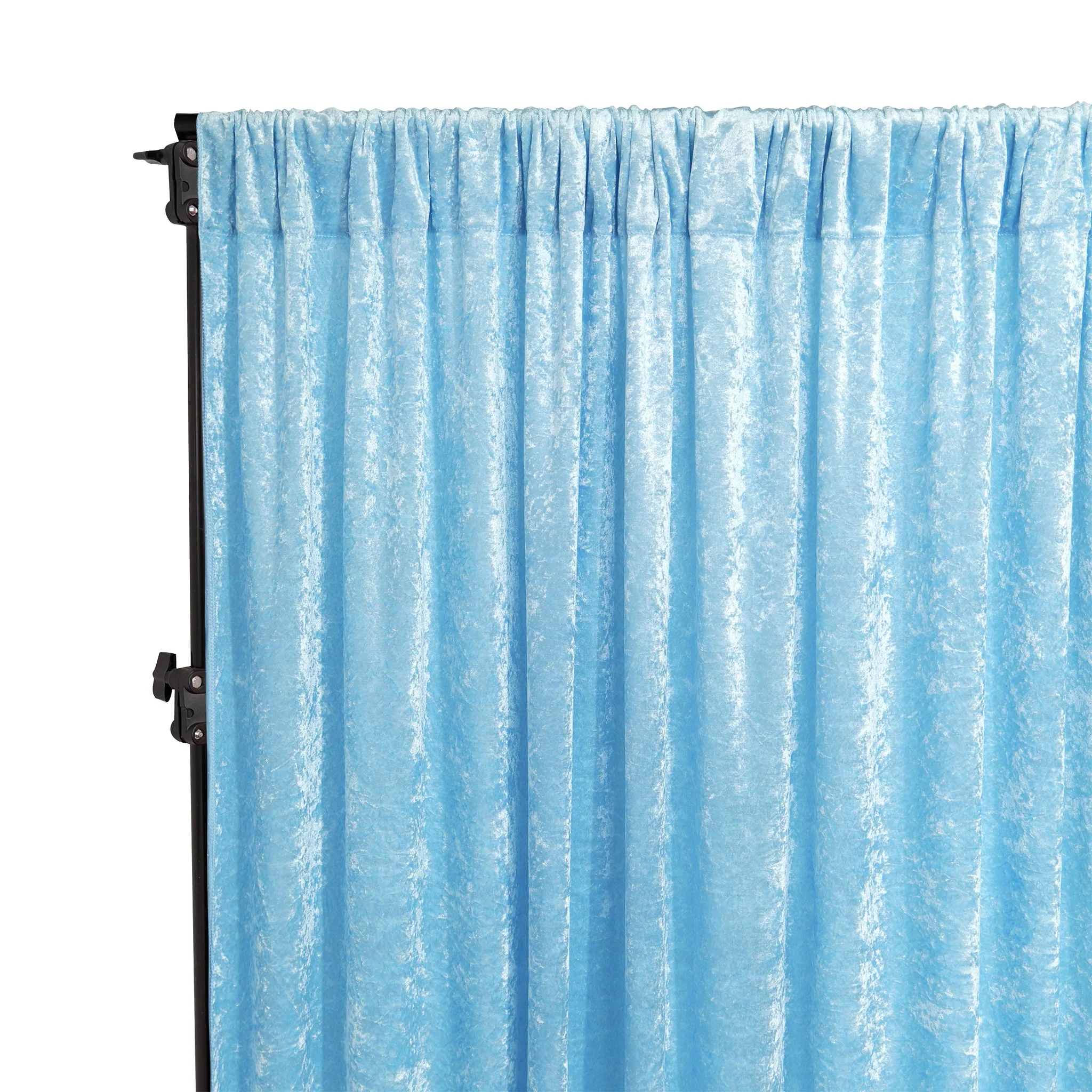 Velvet 10ft H x 118" W Drape/Backdrop Curtain Panel - Baby Blue