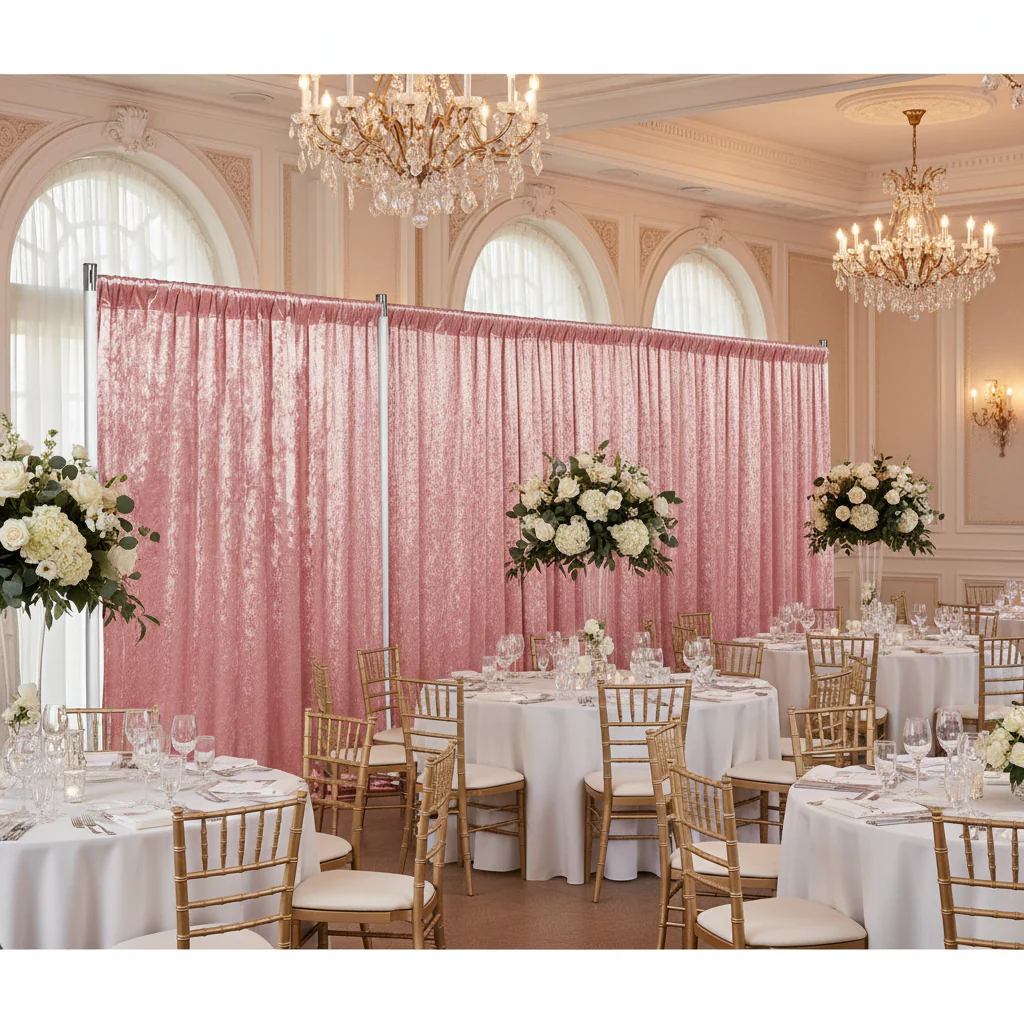 Velvet 10ft H x 52" W Drape/Backdrop Curtain Panel - Dusty Rose/Mauve - Image 4