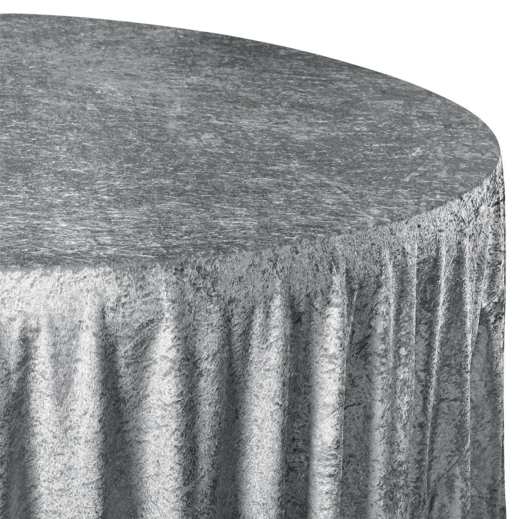 Velvet 120" Round Tablecloth - Charcoal - Image 4