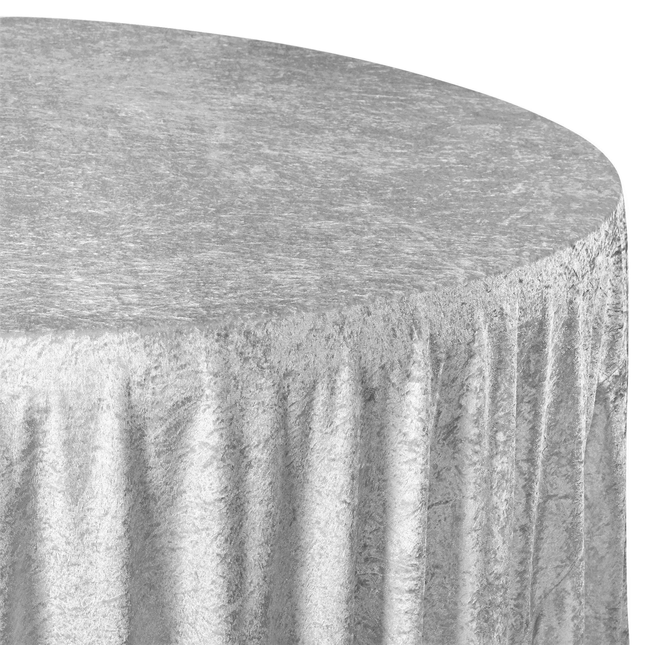 Velvet 120" Round Tablecloth - Silver - Image 5