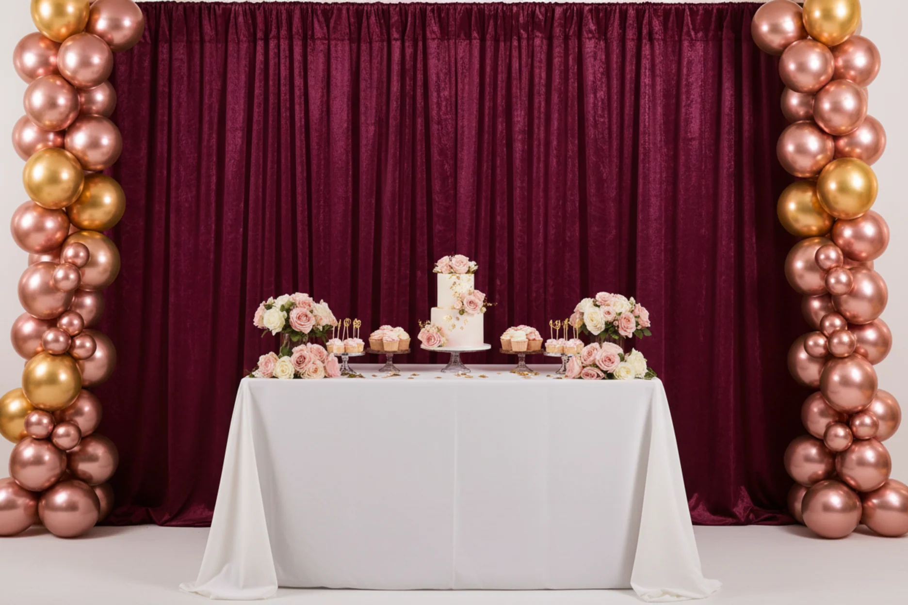Velvet 12ft H x 52" W Drape/Backdrop Curtain Panel - Cabernet - Image 4