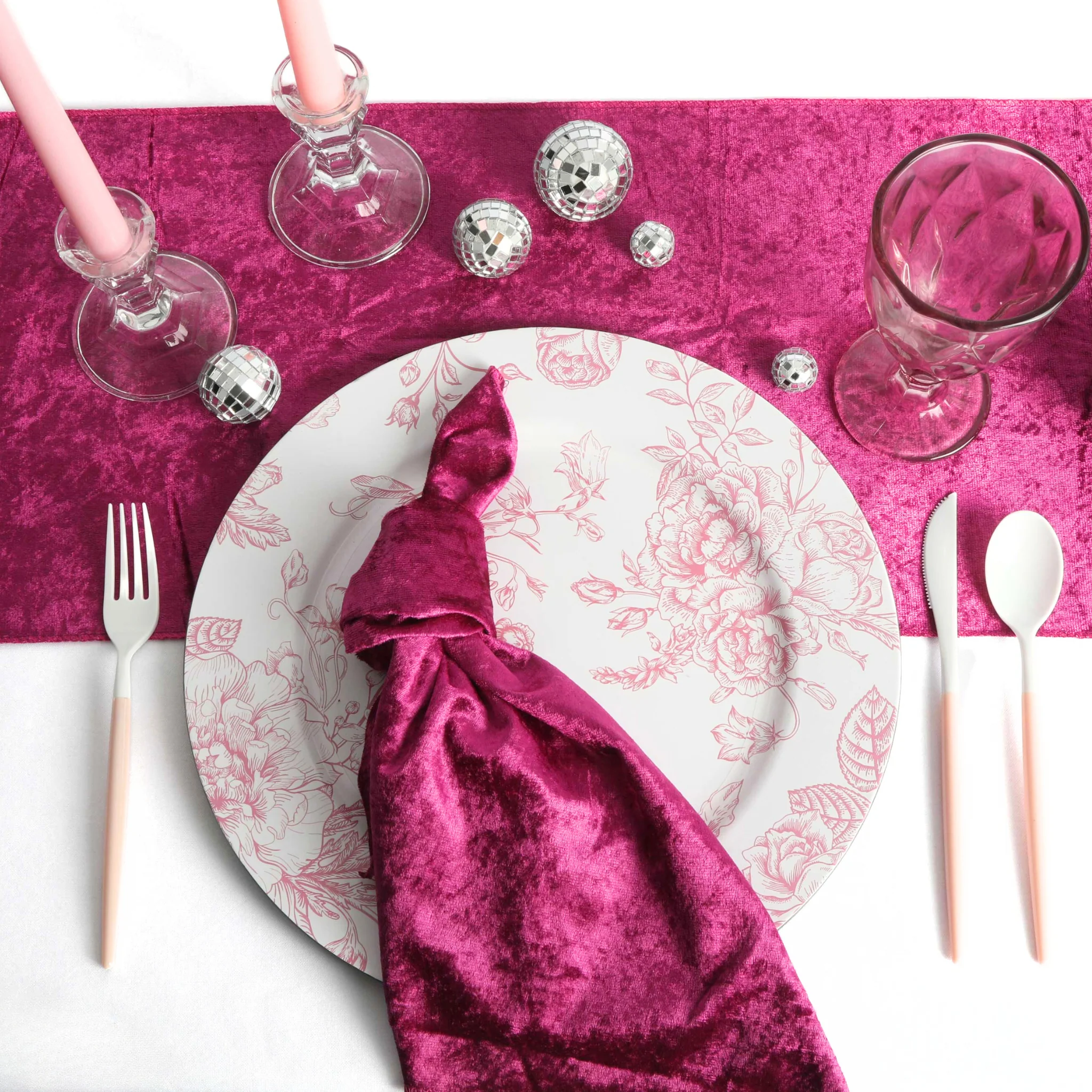 Velvet 20"x20" Linen Napkin - Magenta - Image 2