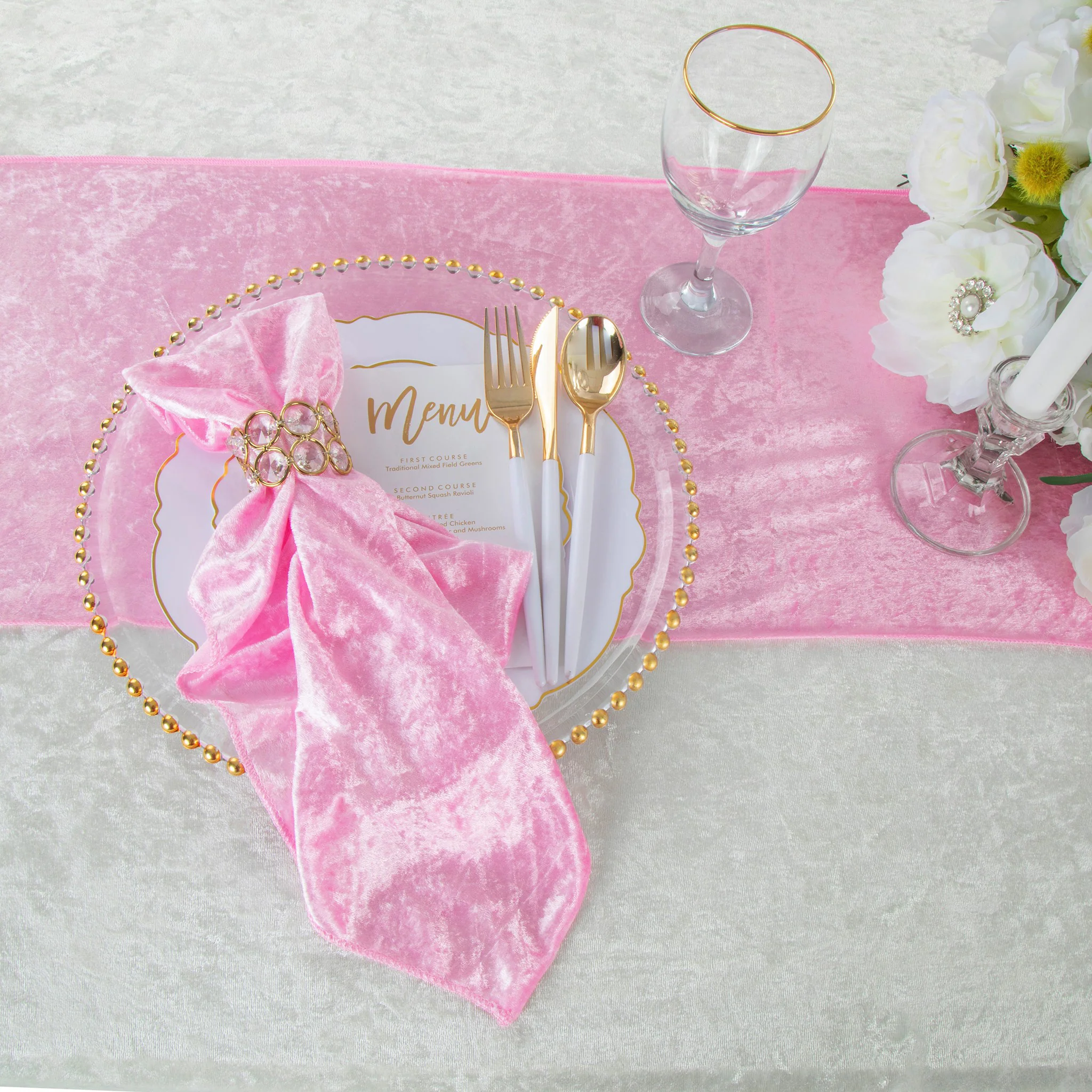Velvet 20"x20" Linen Napkin - Pink - Image 2