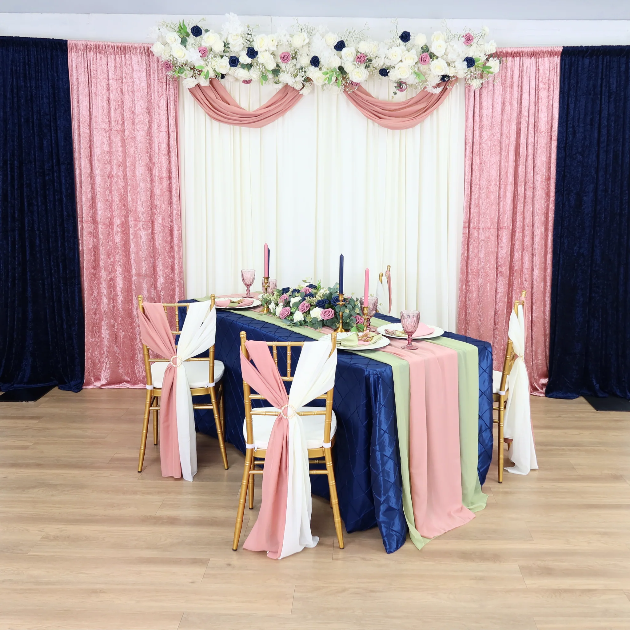 Velvet 8ft H x 52" W Drape/Backdrop Curtain Panel - Dusty Rose/Mauve - Image 2