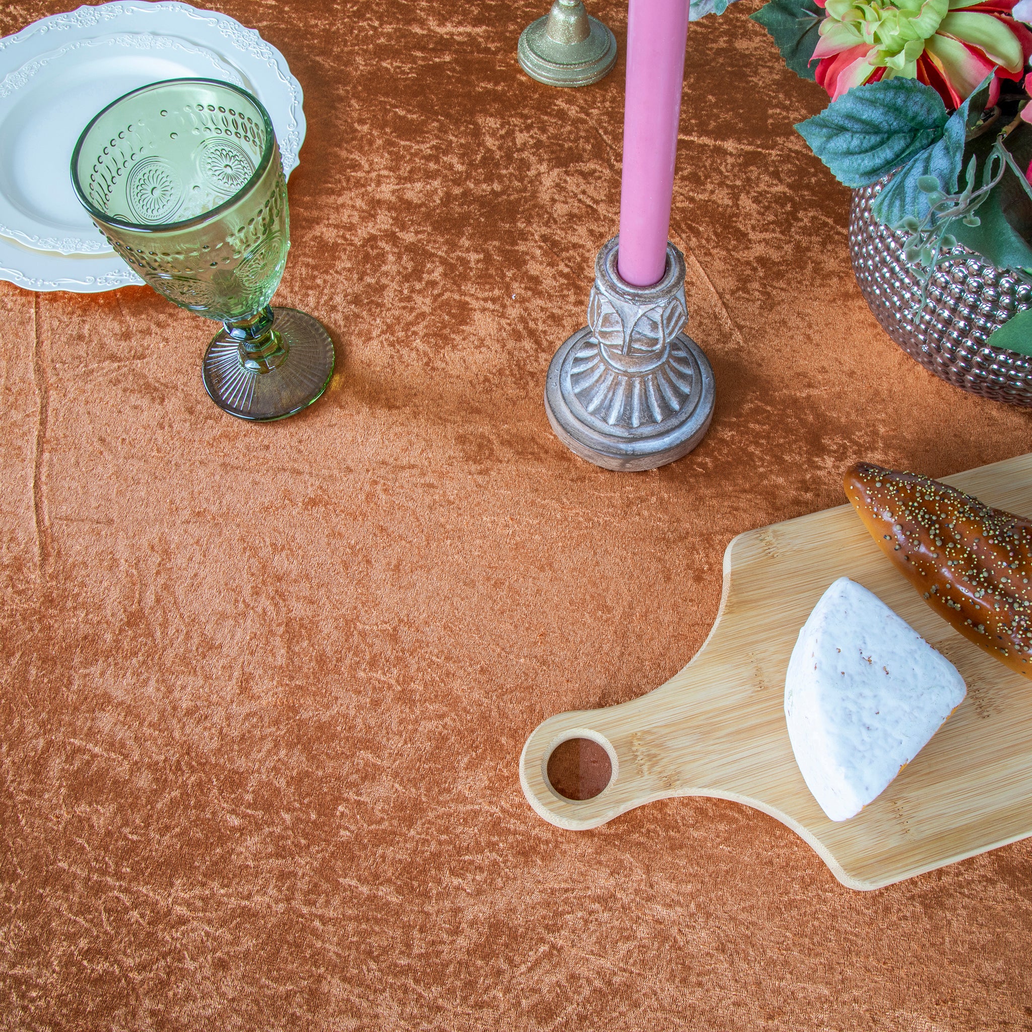 Velvet 90"x132" Rectangular Tablecloth - Terracotta - Image 2