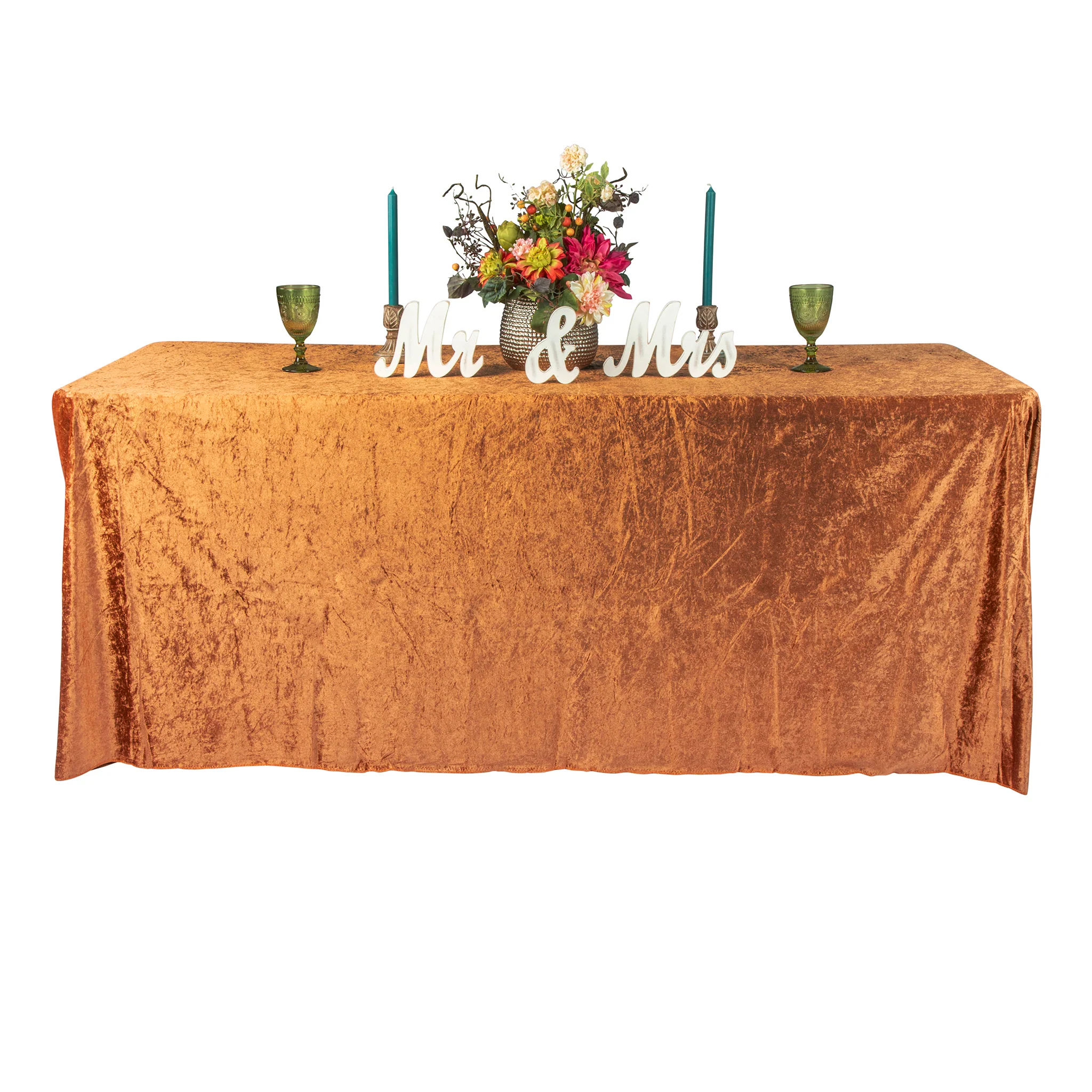 Velvet 90"x132" Rectangular Tablecloth - Terracotta - Image 5