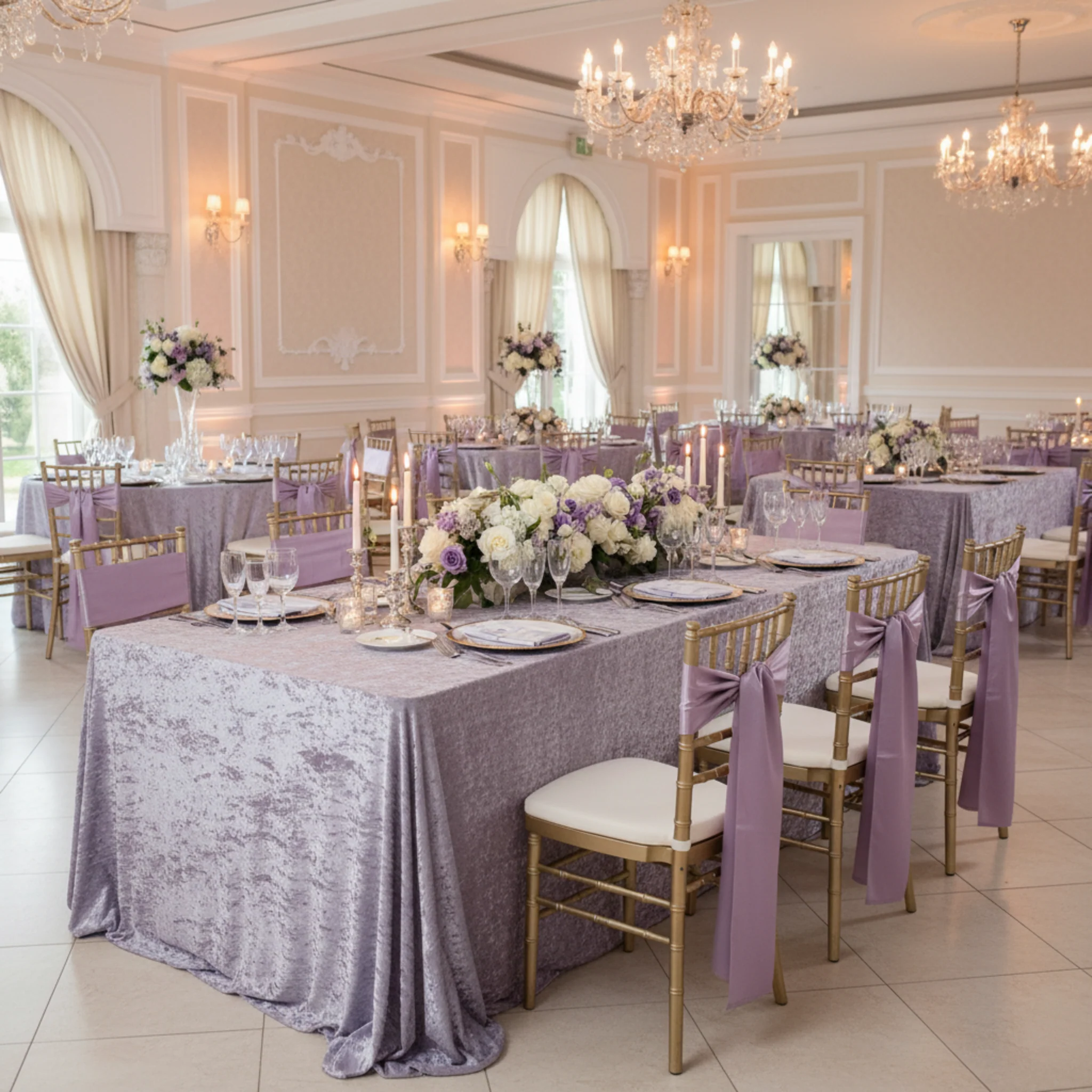 Velvet 90"x132" Rectangular Tablecloth - Wisteria - Image 4
