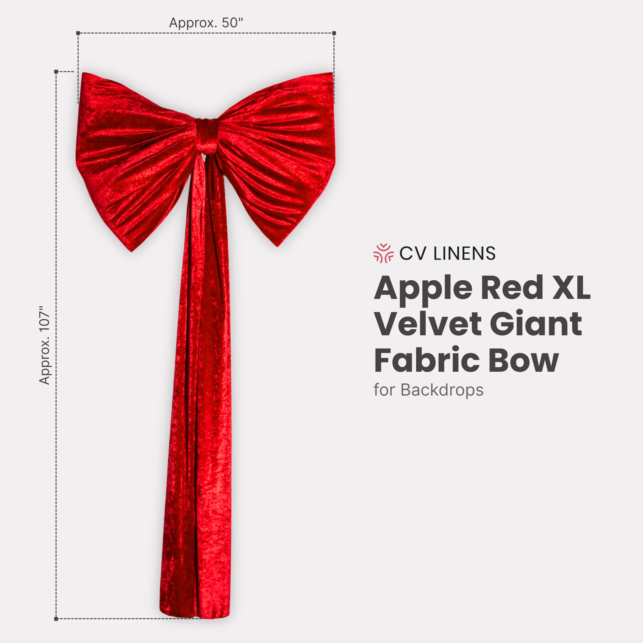 XL Velvet Giant Fabric Bow for Backdrop - Apple Red