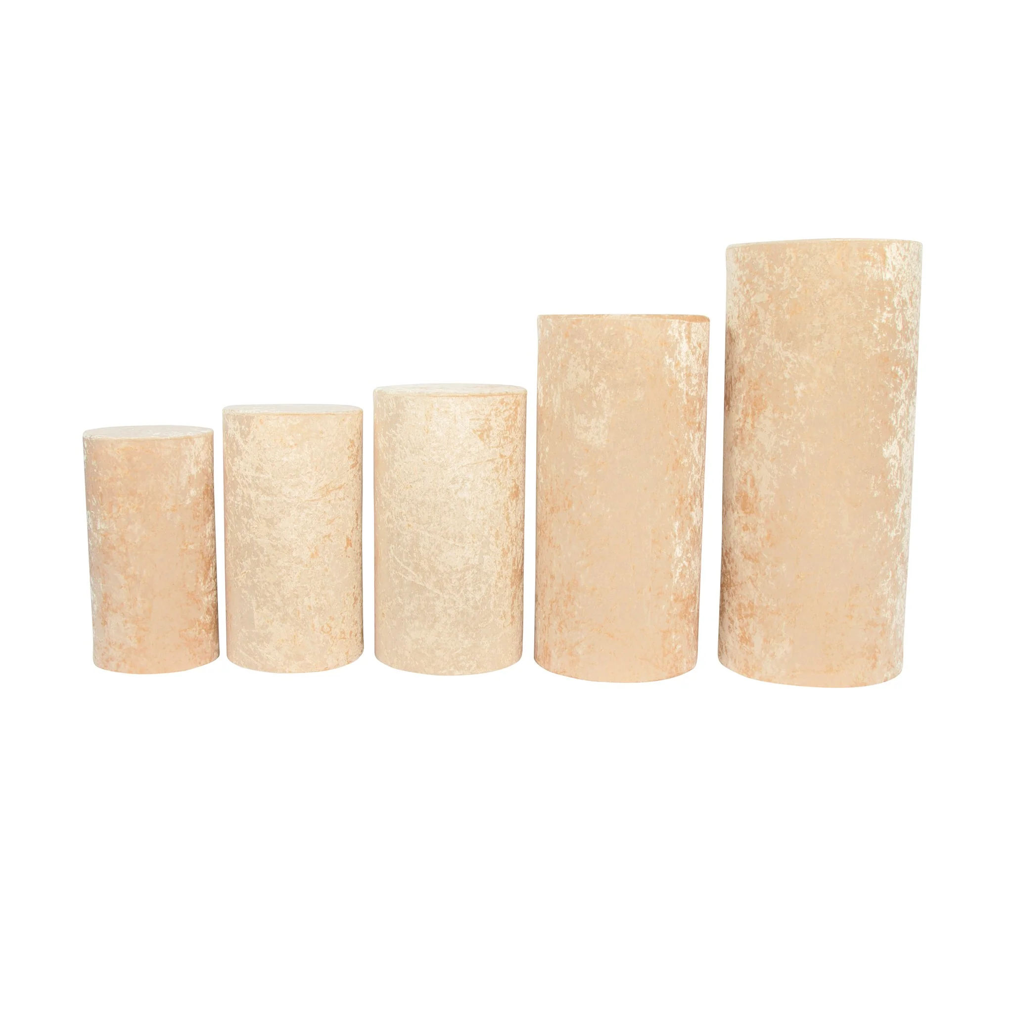 Velvet Covers for Metal Cylinder Pedestal Stands 5 pcs/set - Champagne - Image 2