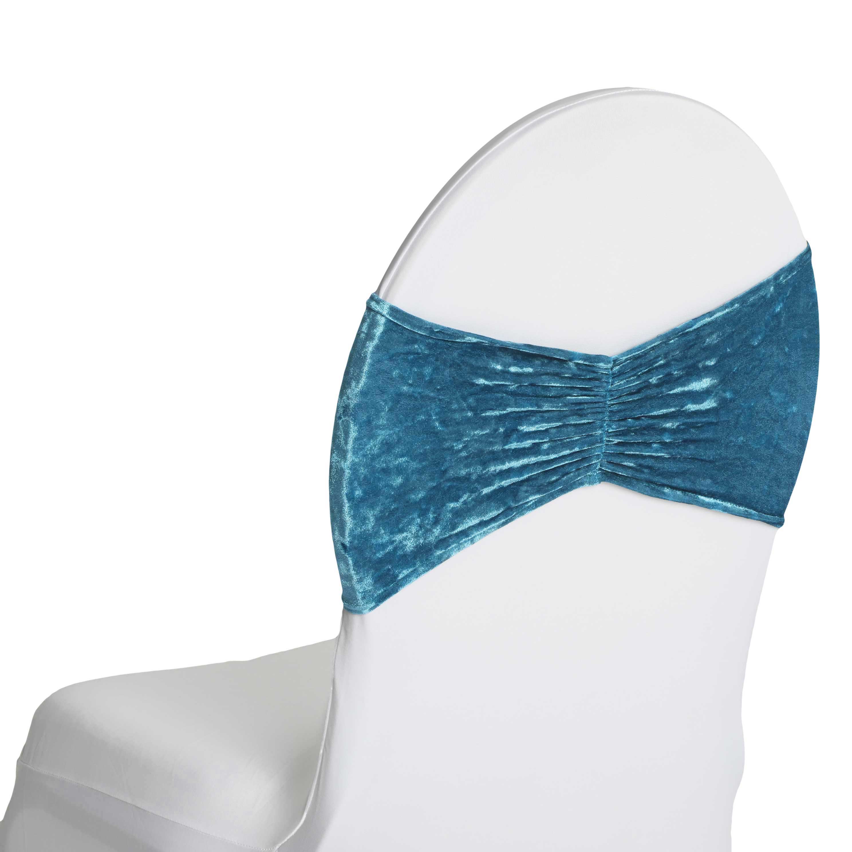 Velvet Ruffle Stretch Chair Band - Dark Teal - Image 2