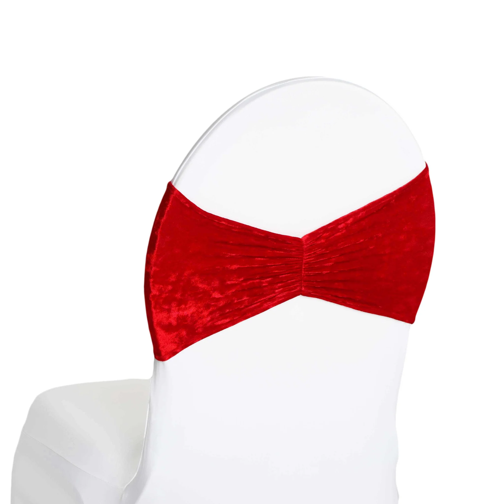 Velvet Ruffle Stretch Chair Band - Red - Image 5