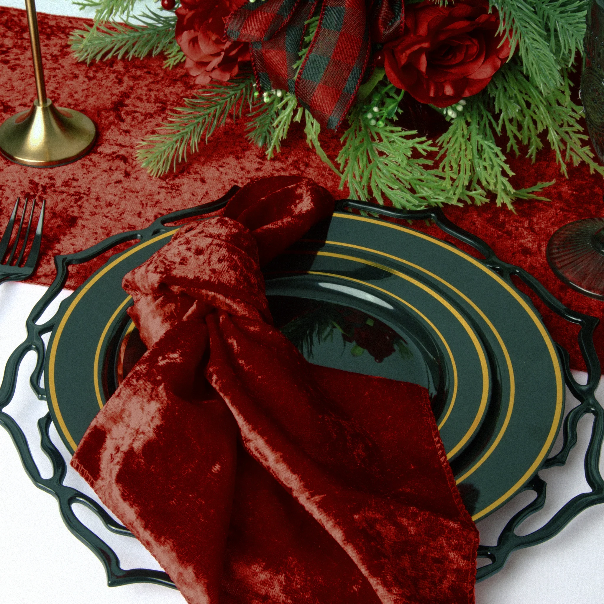 Velvet Table Runner - Apple Red - Image 6