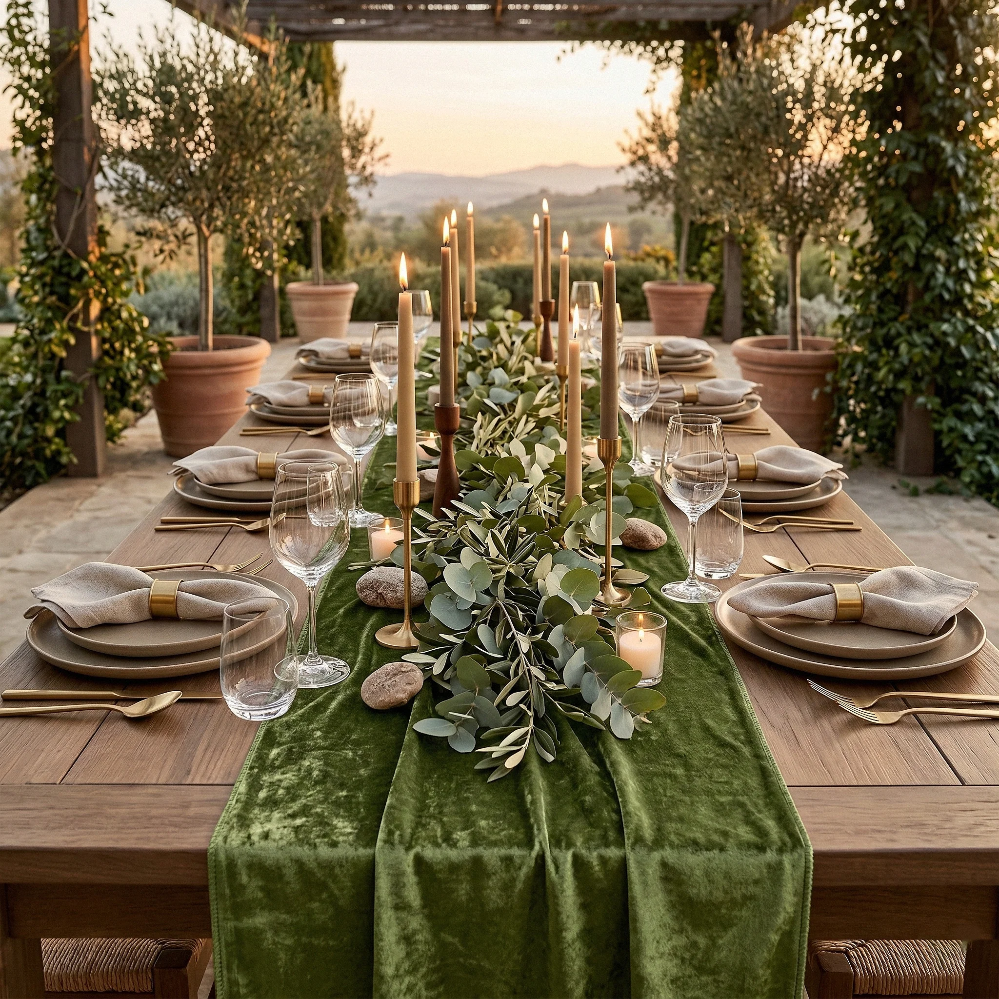 Velvet Table Runner - Dark Sage Green - Image 4