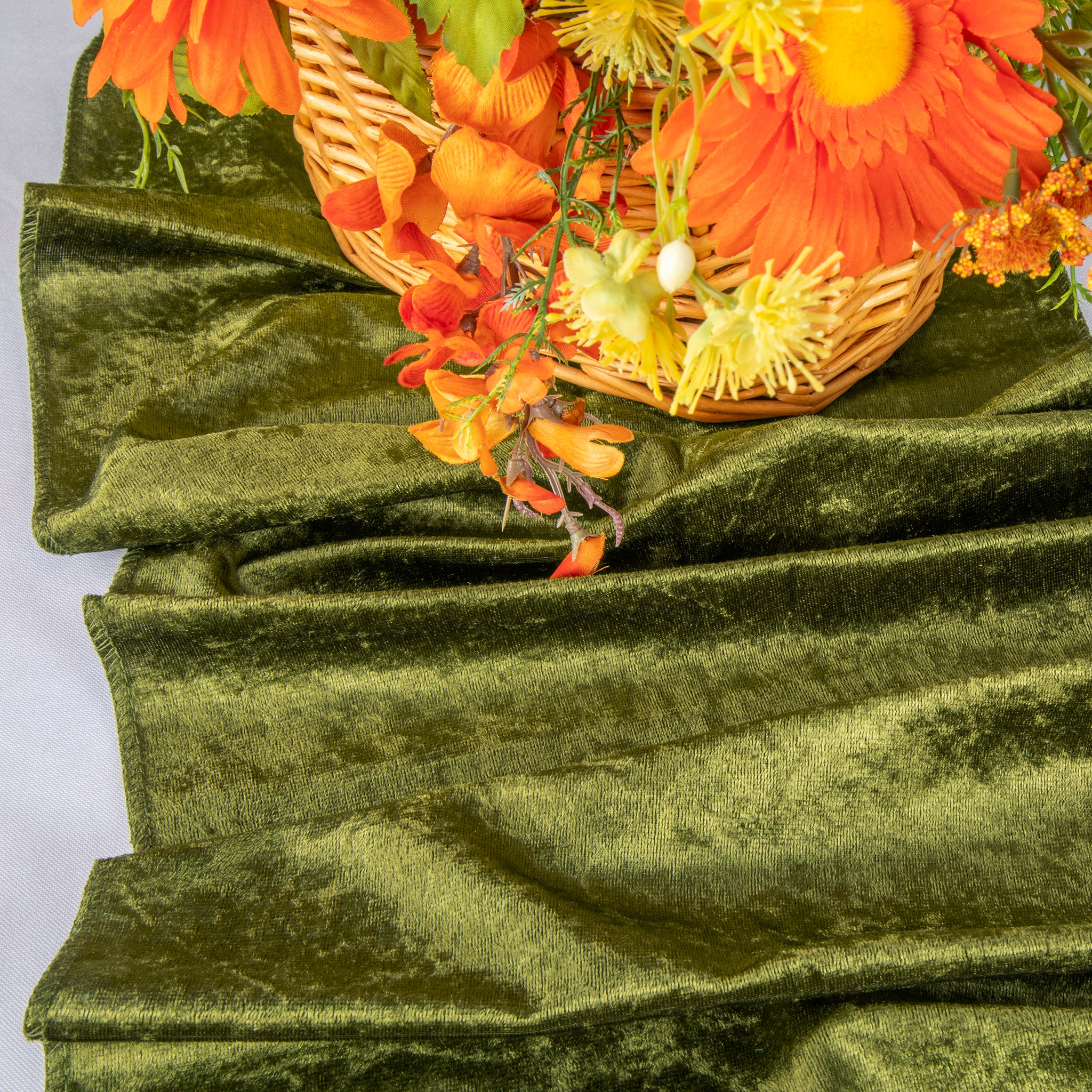 Velvet Table Runner - Olive Green - Image 4