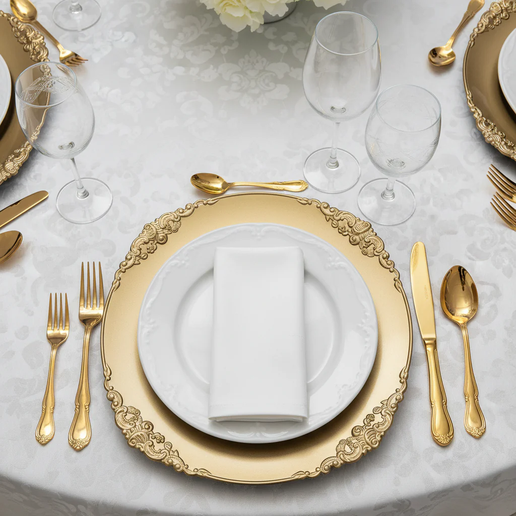 Vintage Round Charger Plate - Champagne - Image 4