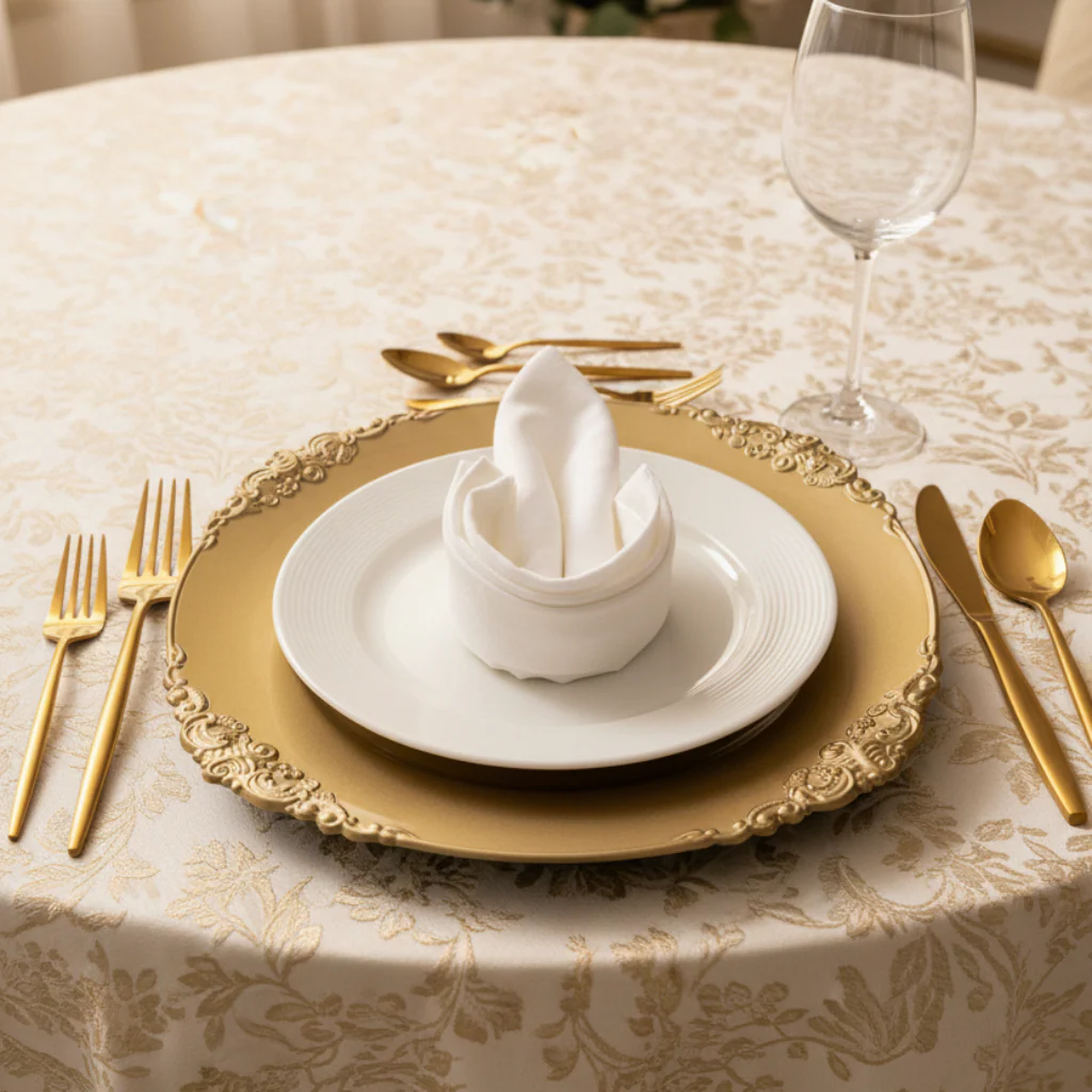 Vintage Round Charger Plate - Champagne - Image 6