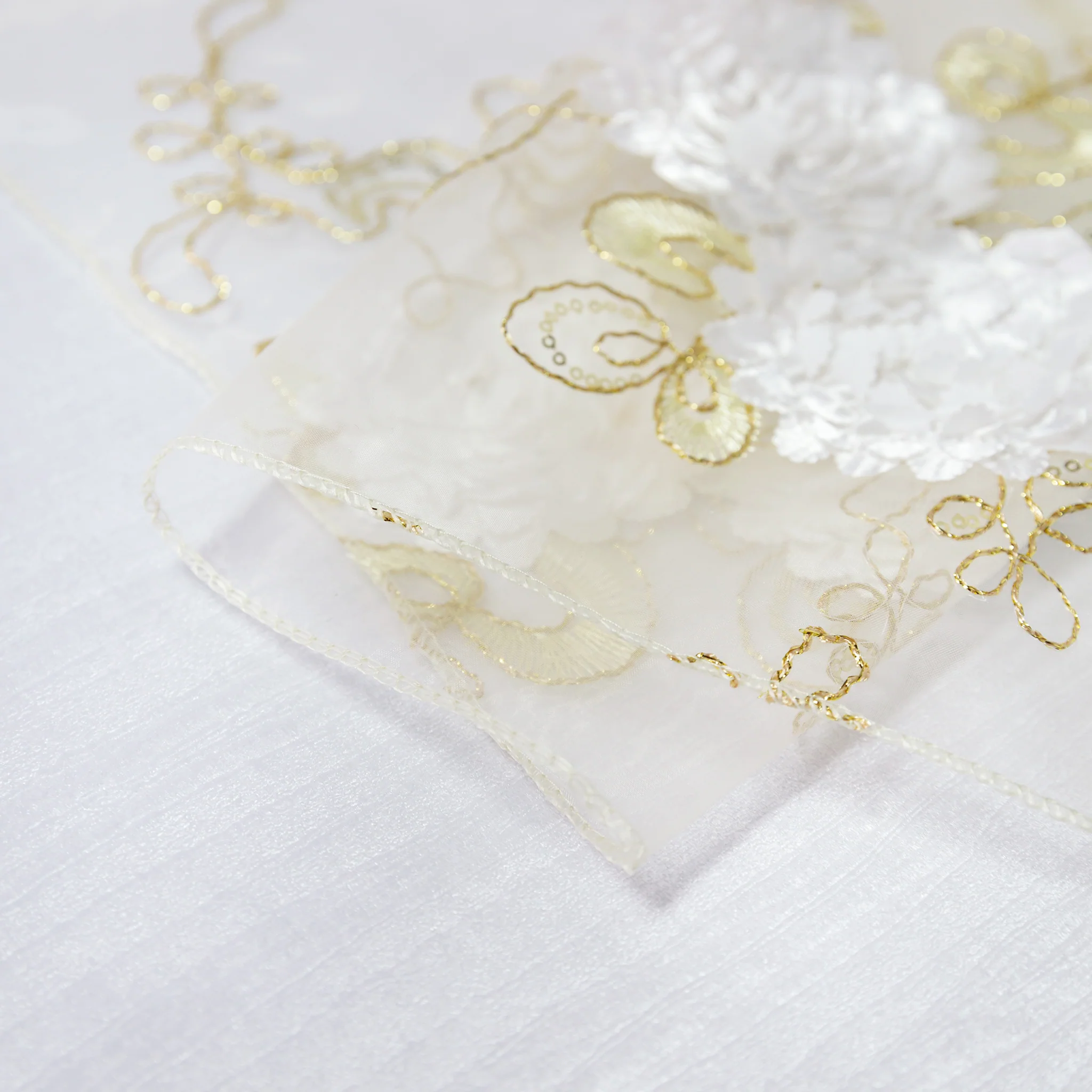 Vintage Veil Embroidery Table Runner - Gold/Ivory - Image 10