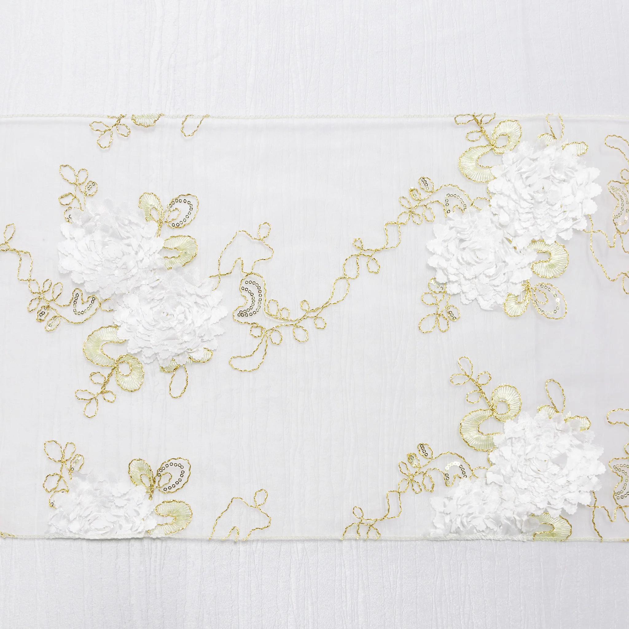 Vintage Veil Embroidery Table Runner - Gold/Ivory - Image 8