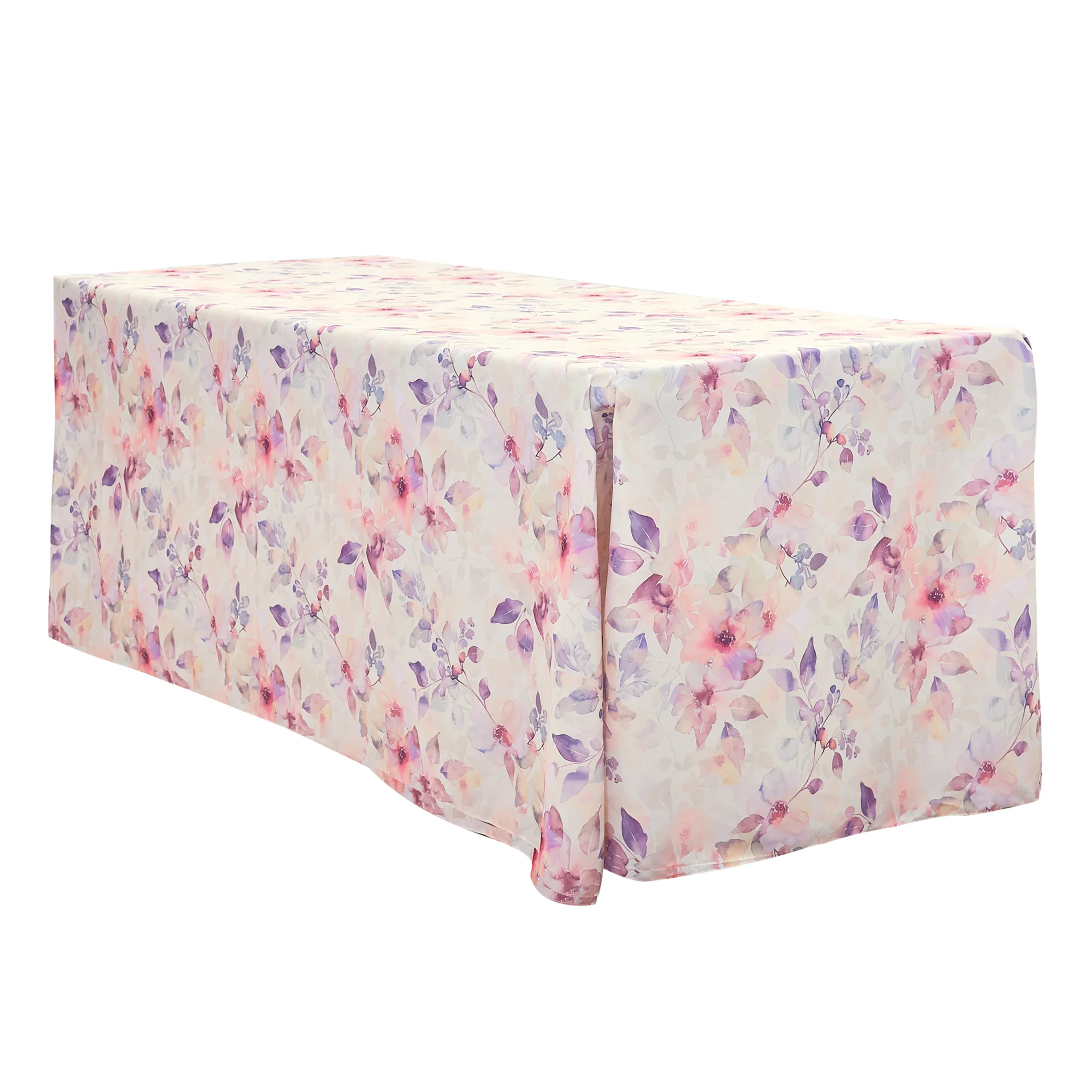 Watercolor Floral Rectangular 90"x156" Tablecloth - Pink