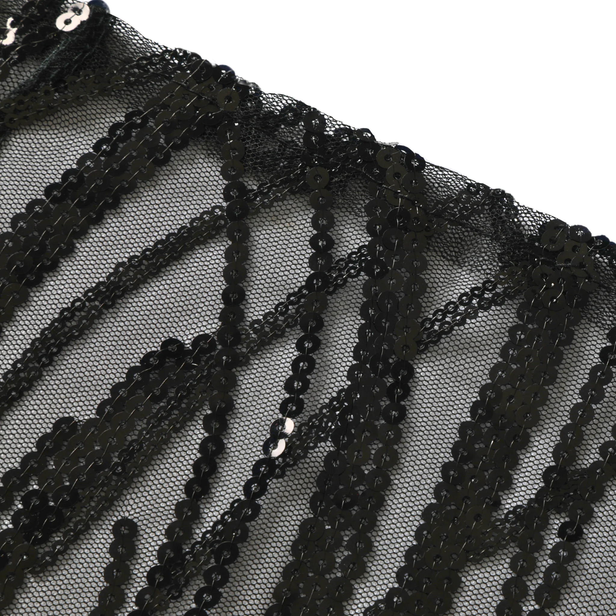 Wave Sequin Mesh Table Runner 12"x108" - Black - Image 3