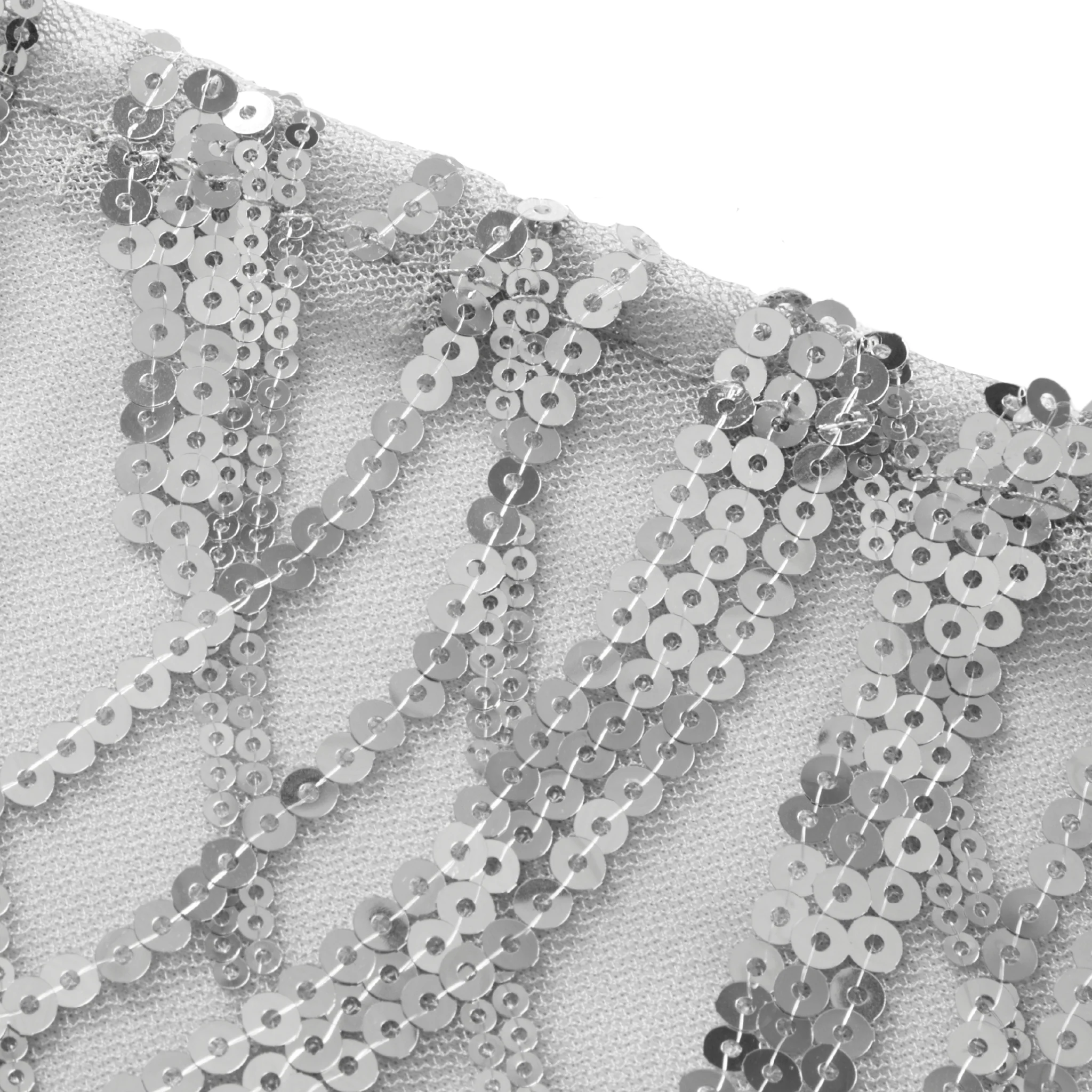 Wave Sequin Mesh Table Runner 12"x108" - Silver - Image 2