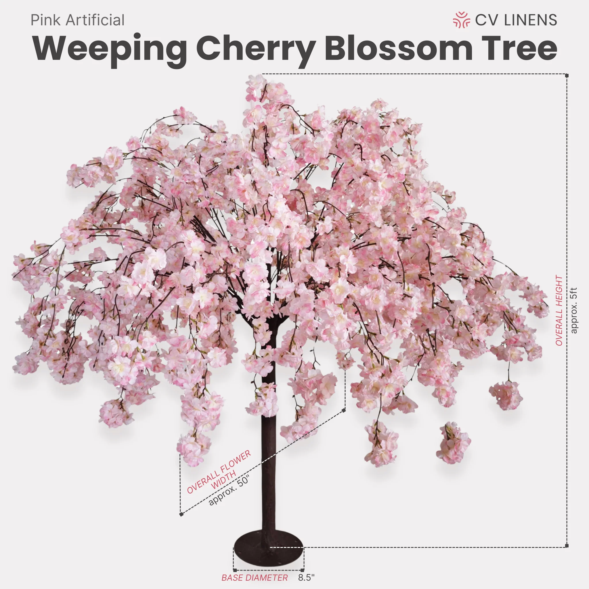 5ft Weeping Cherry Blossom Tree - Pink - Image 2